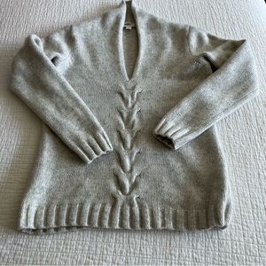 Like New Banana Republic heather grey lambs wool mix chunky sweater